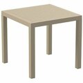 Fine-Line 31 in. Ares Resin Square Dining Table, Dove Gray FI1527680